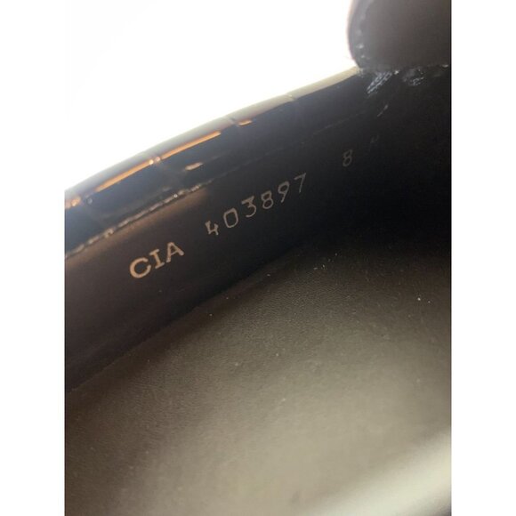 Stuart Weitzman Croc Embossed Patent Leather Loafer Shoe Black 8 M - Picture 8 of 9